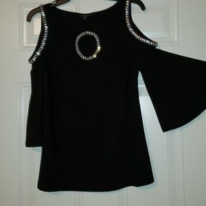 Blouse black with Rhinestones